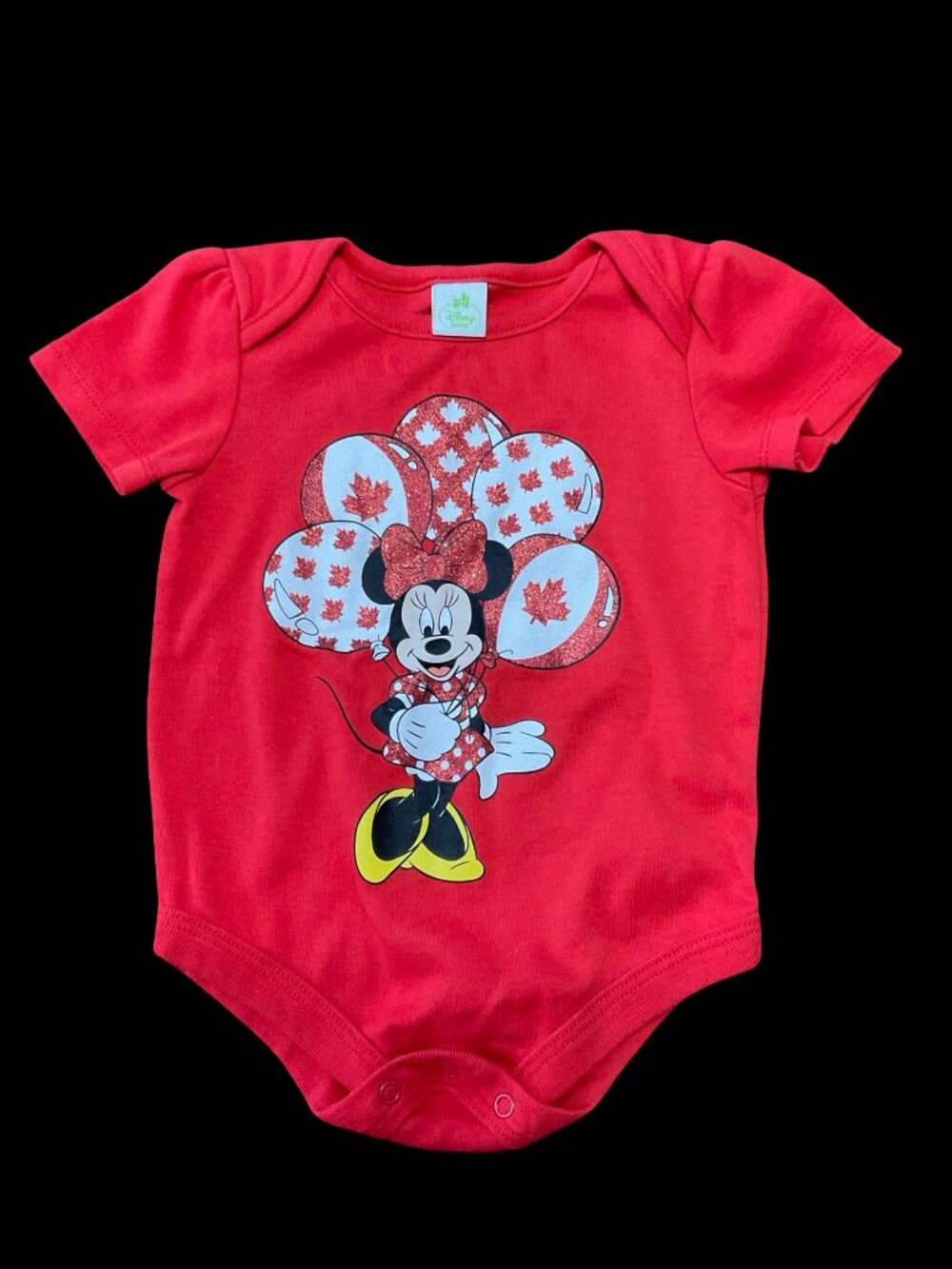 👣 5/$25 - Red Onesie w/ Sparkle Canada Day Minnie Graphic